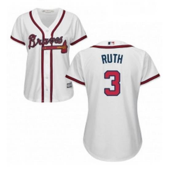 Womens Majestic Atlanta Braves 3 Babe Ruth Authentic White Home Cool Base MLB Jersey