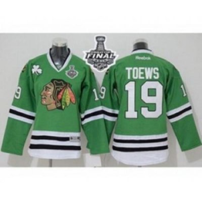 youth nhl jerseys chicago blackhawks #19 toews green[2015 stanley cup]