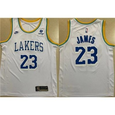 Men Los Angeles Lakers 23 LeBron James White Stitched Basketball Jersey