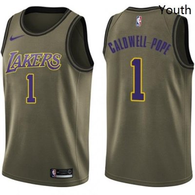 Youth Nike Los Angeles Lakers 1 Kentavious Caldwell Pope Swingman Green Salute to Service NBA Jersey