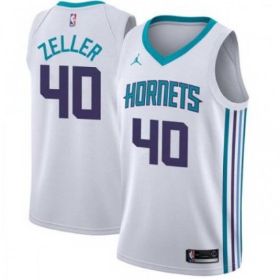 Men Nike Charlotte Hornets 40 Cody Zeller White NBA Jordan Swingman Association Edition Jersey