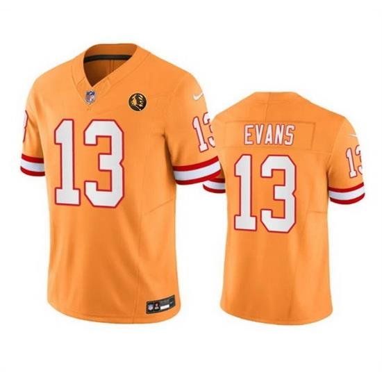 Men Tampa Bay Buccaneers 13 Mike Evans Orange 2023 F U S E  With John Madden Patch Vapor Limited Stitched Football Jersey