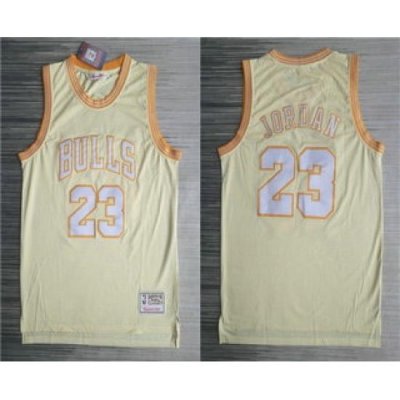 Men Chicago Bulls 23 Michael Jordan Gold Hardwood Classics Soul Throwback Limited Jersey