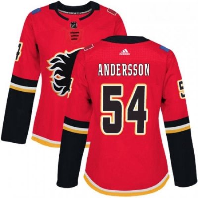 Womens Adidas Calgary Flames 54 Rasmus Andersson Authentic Red Home NHL Jersey