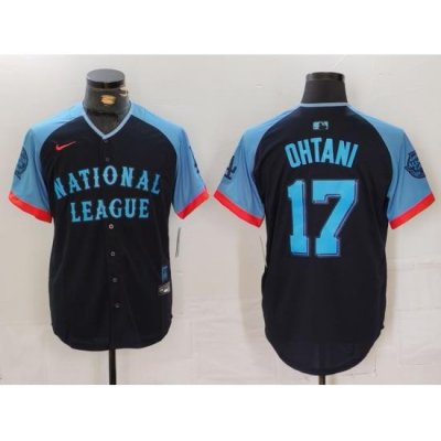 Men National League 17 Shohei Ohtani Navy 2024 All Star Elite Stitched Baseball Jersey 4