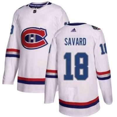 Youth Adidas Montreal Canadiens 18 Serge Savard Authentic White 2017 100 Classic NHL Jersey