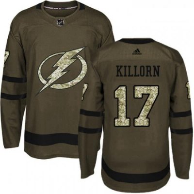 Youth Adidas Tampa Bay Lightning 17 Alex Killorn Authentic Green Salute to Service NHL Jersey