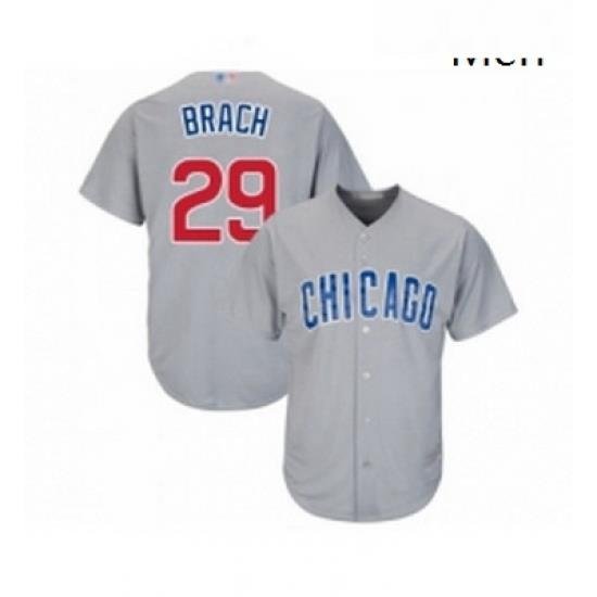 Mens Chicago Cubs 29 Brad Brach Replica Grey Road Cool Base Baseball Jersey