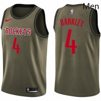 Mens Nike Houston Rockets 4 Charles Barkley Swingman Green Salute to Service NBA Jersey