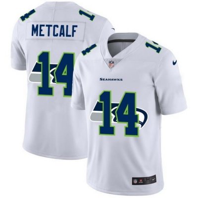 Seattle Seahawks 14 DK Metcalf White Men Nike Team Logo Dual Overlap Limited NFL Jersey