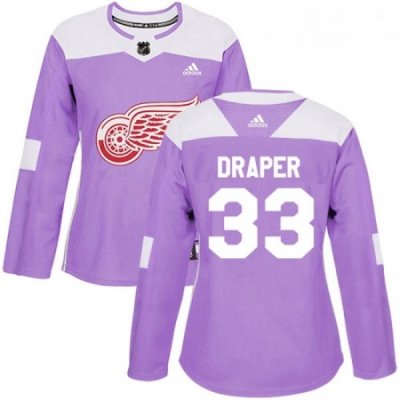 Womens Adidas Detroit Red Wings 33 Kris Draper Authentic Purple Fights Cancer Practice NHL Jersey