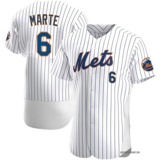 Men Nike NeW York Mets 6 Starling Marte White Flex Base Stitched MLB Jersey