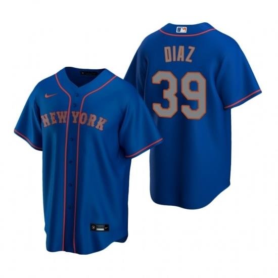 Mens Nike NeW York Mets 39 EdWin Diaz Royal Alternate Road Stitched Baseball Jersey