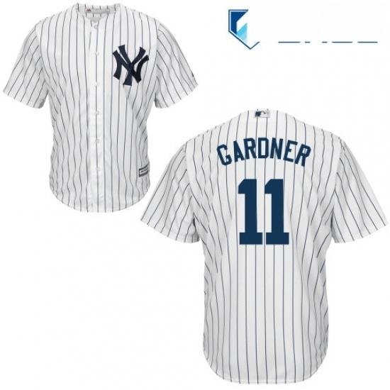 Youth Majestic New York Yankees 11 Brett Gardner Replica White Home MLB Jersey