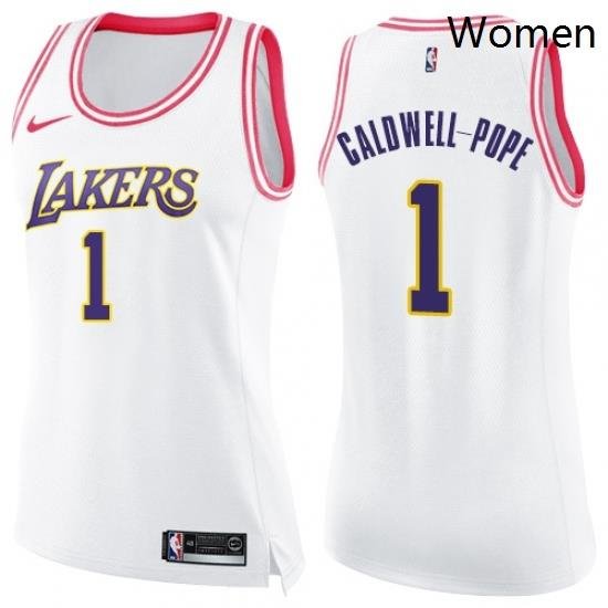 Womens Nike Los Angeles Lakers 1 Kentavious Caldwell Pope Swingman WhitePink Fashion NBA Jersey