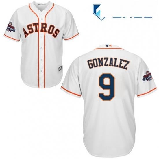 Youth Majestic Houston Astros 9 Marwin Gonzalez Authentic White Home 2017 World Series Champions Cool Base MLB Jersey