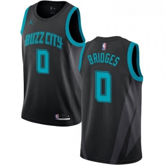 Womens Nike Jordan Charlotte Hornets 0 Miles Bridges Swingman Black NBA Jersey 2018 19 City Edition