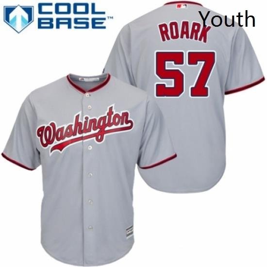 Youth Majestic Washington Nationals 57 Tanner Roark Replica Grey Road Cool Base MLB Jersey