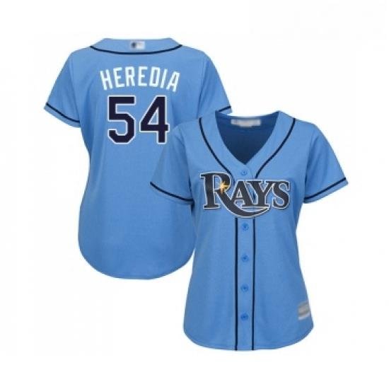 Womens Tampa Bay Rays 54 Guillermo Heredia Replica Light Blue Alternate 2 Cool Base Baseball Jersey