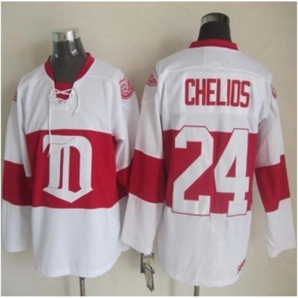 Detroit Red Wings #24 Chris Chelios White Winter Classic CCM Throwback Stitched NHL jersey