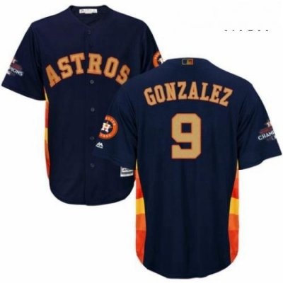 Mens Majestic Houston Astros 9 Marwin Gonzalez Replica Navy Blue Alternate 2018 Gold Program Cool Base MLB Jersey