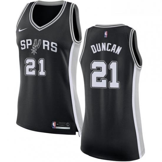 Womens Nike San Antonio Spurs 21 Tim Duncan Swingman Black Road NBA Jersey Icon Edition