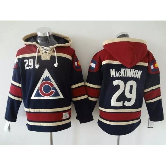 Men Colorado Avalanche 29 Nathan MacKinnon Blue Stitched Hoody