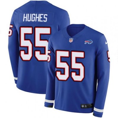 Nike Bills 55 Jerry Hughes Royal Blue Team Color Men s Stitched NFL Limited Therma Long Sleeve Jersey