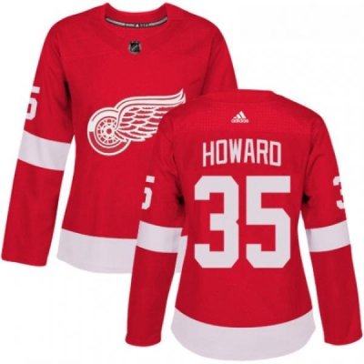 Womens Adidas Detroit Red Wings 35 Jimmy Howard Premier Red Home NHL Jersey