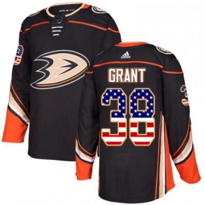 Youth Adidas Anaheim Ducks 38 Derek Grant Authentic Black USA Flag Fashion NHL Jersey