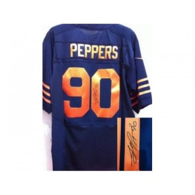 Nike Chicago Bears 90 Julius Peppers Blue Elite Orange Number Signed NFL Jersey