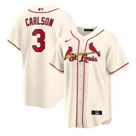 Men St  Louis Cardinals 3 Dylan Carlson Cream Cool Base Stitched Jersey