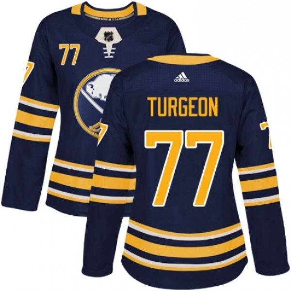 Womens Adidas Buffalo Sabres 77 Pierre Turgeon Premier Navy Blue Home NHL Jersey