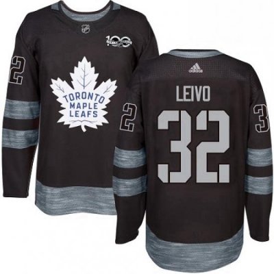 Mens Adidas Toronto Maple Leafs 32 Josh Leivo Authentic Black 1917 2017 100th Anniversary NHL Jersey