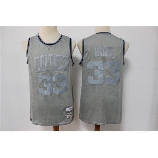 Men Boston Celtics Larry Bird 33 Gray Hardwood Classic Michell&Ness Limited Jersey