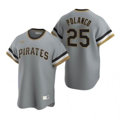 Mens Nike Pittsburgh Pirates 25 Gregory Polanco Gray CooperstoWn Collection Road Stitched Baseball Jerse