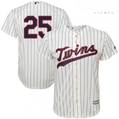 Mens Majestic Minnesota Twins 25 Byron Buxton Replica Cream Alternate Cool Base MLB Jersey