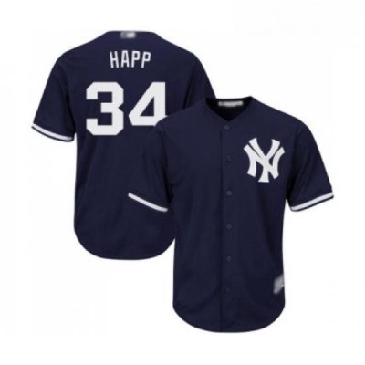 Youth New York Yankees 34 JA Happ Authentic Navy Blue Alternate Baseball Jersey