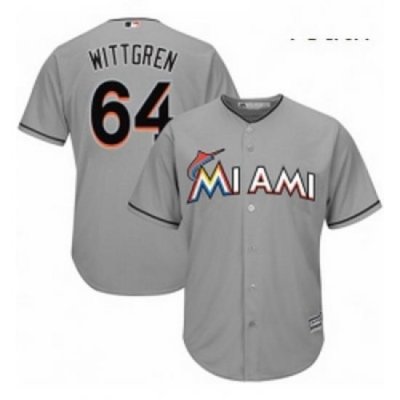 Youth Majestic Miami Marlins 64 Nick Wittgren Authentic Grey Road Cool Base MLB Jersey