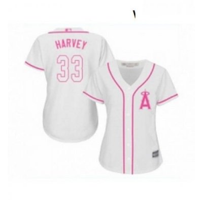 Womens Los Angeles Angels of Anaheim 33 Matt Harvey Replica White Fashion Cool Base Baseball Jersey