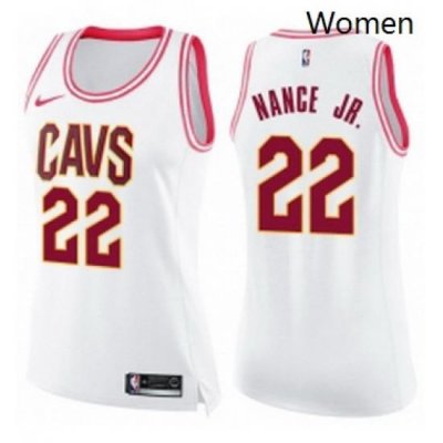 Womens Nike Cleveland Cavaliers 22 Larry Nance Jr Swingman WhitePink Fashion NBA Jersey