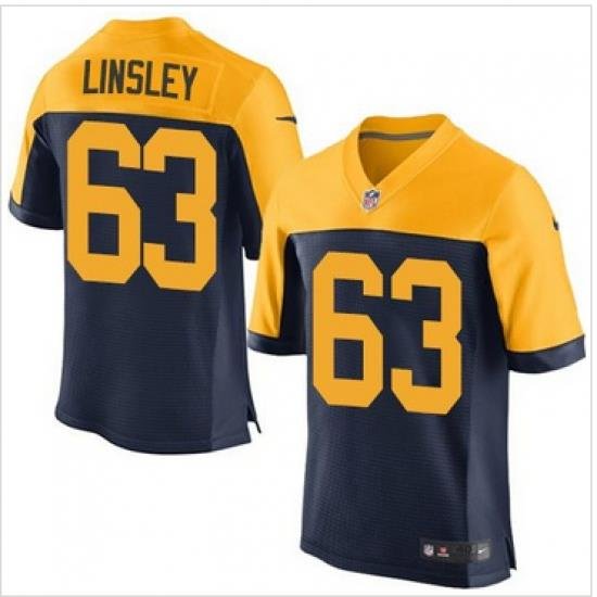 Nike Green Bay Packers #63 Corey Linsley Navy Blue Alternate Mens Stitched NFL New Elite Jersey