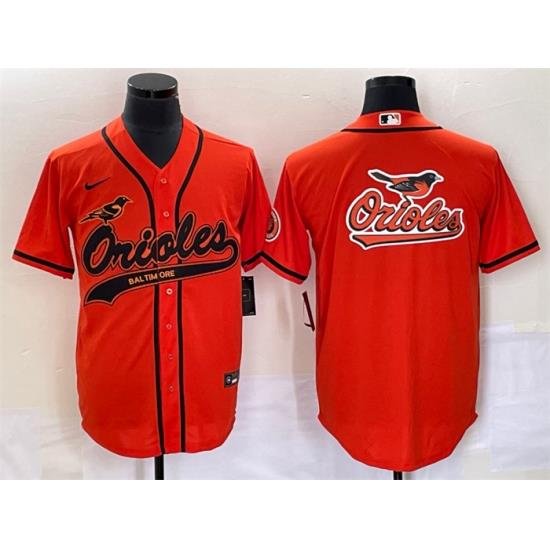 Men Baltimore Orioles Orange Team Big Logo Cool Base Stitched Jersey S