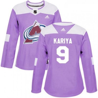 Womens Adidas Colorado Avalanche 9 Paul Kariya Authentic Purple Fights Cancer Practice NHL Jersey