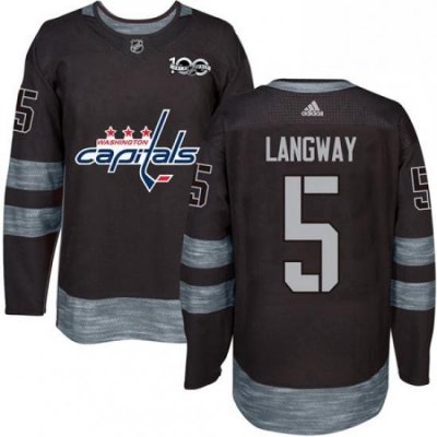 Mens Adidas Washington Capitals 5 Rod Langway Authentic Black 1917 2017 100th Anniversary NHL Jersey