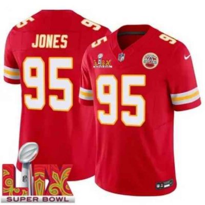 Youth Kansas City Chiefs Chris Jones #95 Red 2024 2025 Super Bowl LIX F U S E Stitched Jersey