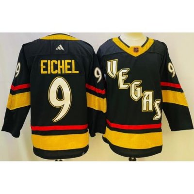 Men Vegas Golden Knights 9 Jack Eichel Black 2022 23 Reverse Retro Stitched NHL Jersey