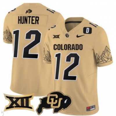 Men Colorado Buffaloes #12 Travis Hunter Gold Vapor Limited Stitched Football Jersey