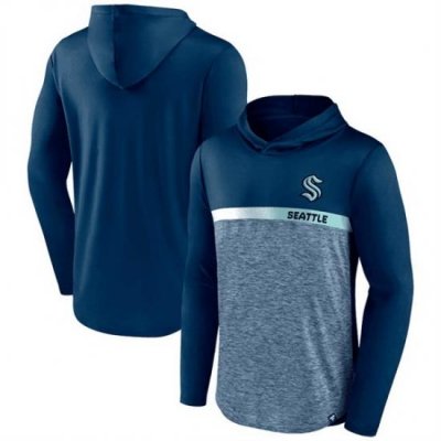 Men Seattle Kraken Deep Sea Blue Podium Defender Pullover Hoodie