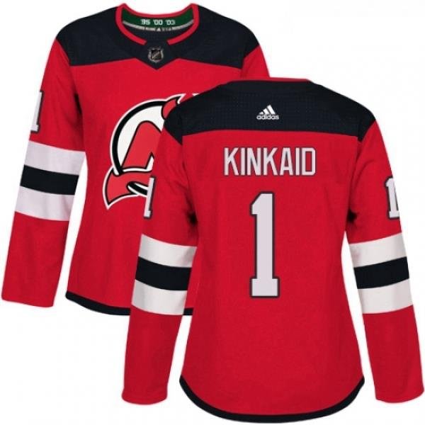 Womens Adidas New Jersey Devils 1 Keith Kinkaid Authentic Red Home NHL Jersey